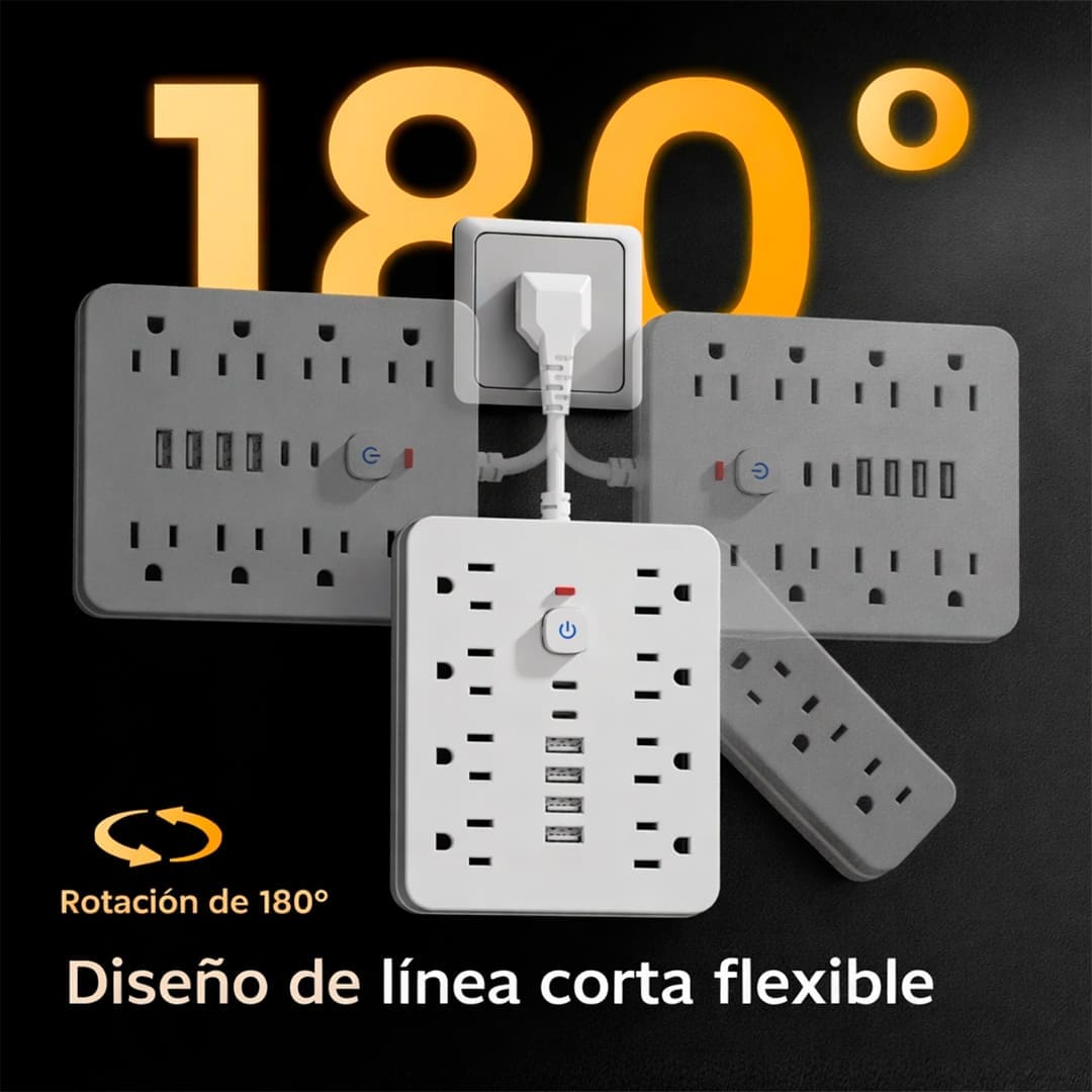 Multipuerto de carga 14en1 8AC 6USB 250V 0.08m PLS-141 Blanco