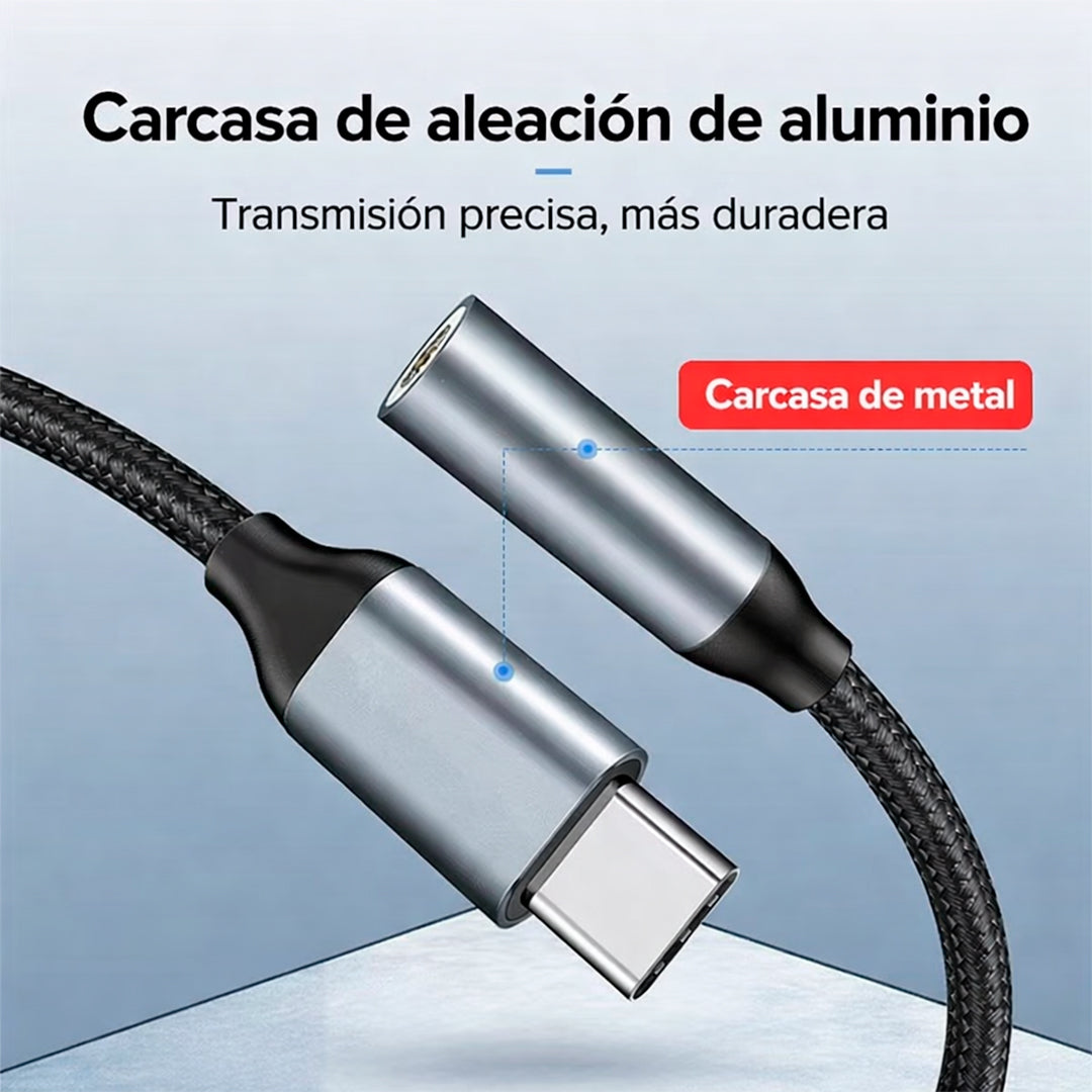 Cable Adaptador USB-C a 3.5mm TCEA-01 Negro Gris
