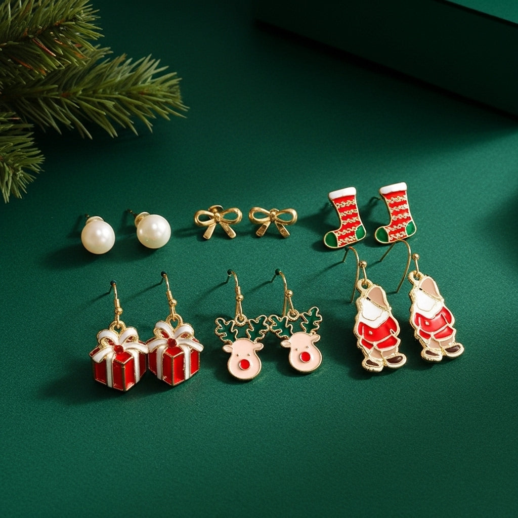 Set de aretes navideños