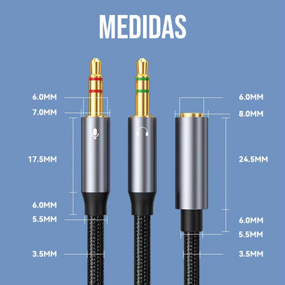 Cable Divisor Audio 3.5mm AC0-08 Dorado 27.5cm