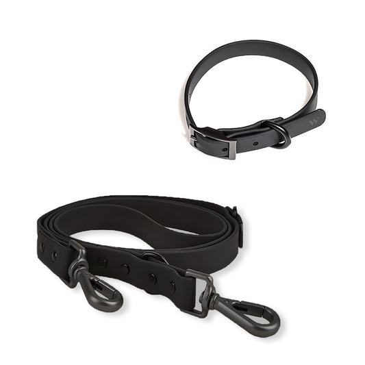 Correa y Pechera Ajustable Para Perros Negro - Talla S