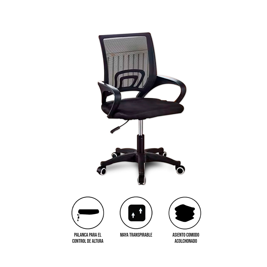 Silla Ergonómica CRN-010-BK Giratoria Negra