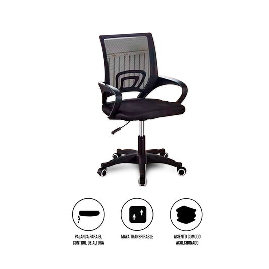 Silla Ergonómica CRN-010-BK Giratoria Negra