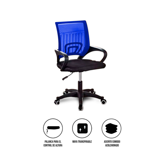 Silla Ergonómica CRN-010-BL Giratoria Azul-Negra