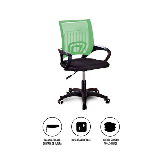 Silla Ergonómica CRN-010-GN Giratoria Verde-Negra