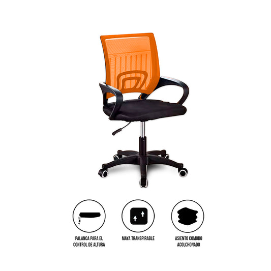 Silla Ergonómica CRN-010-OG Giratoria Naranja-Negra