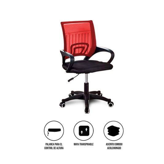 Silla Ergonómica CRN-010-RD Giratoria Rojo-Negra
