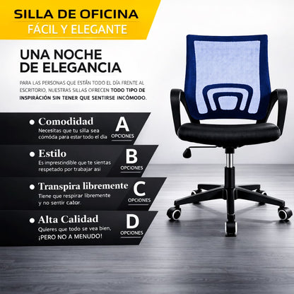 Silla Ergonómica CRN-010-BL Giratoria Azul-Negra