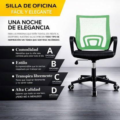 Silla Ergonómica CRN-010-GN Giratoria Verde-Negra