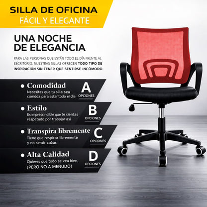 Silla Ergonómica CRN-010-RD Giratoria Rojo-Negra