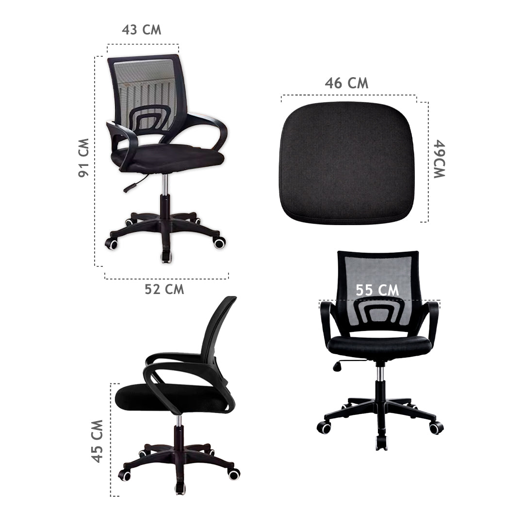 Silla Ergonómica CRN-010-BK Giratoria Negra