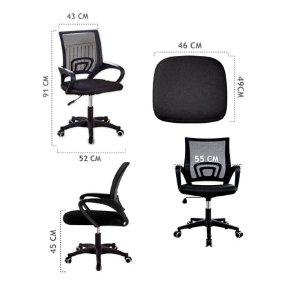 Silla Ergonómica CRN-010-BK Giratoria Negra