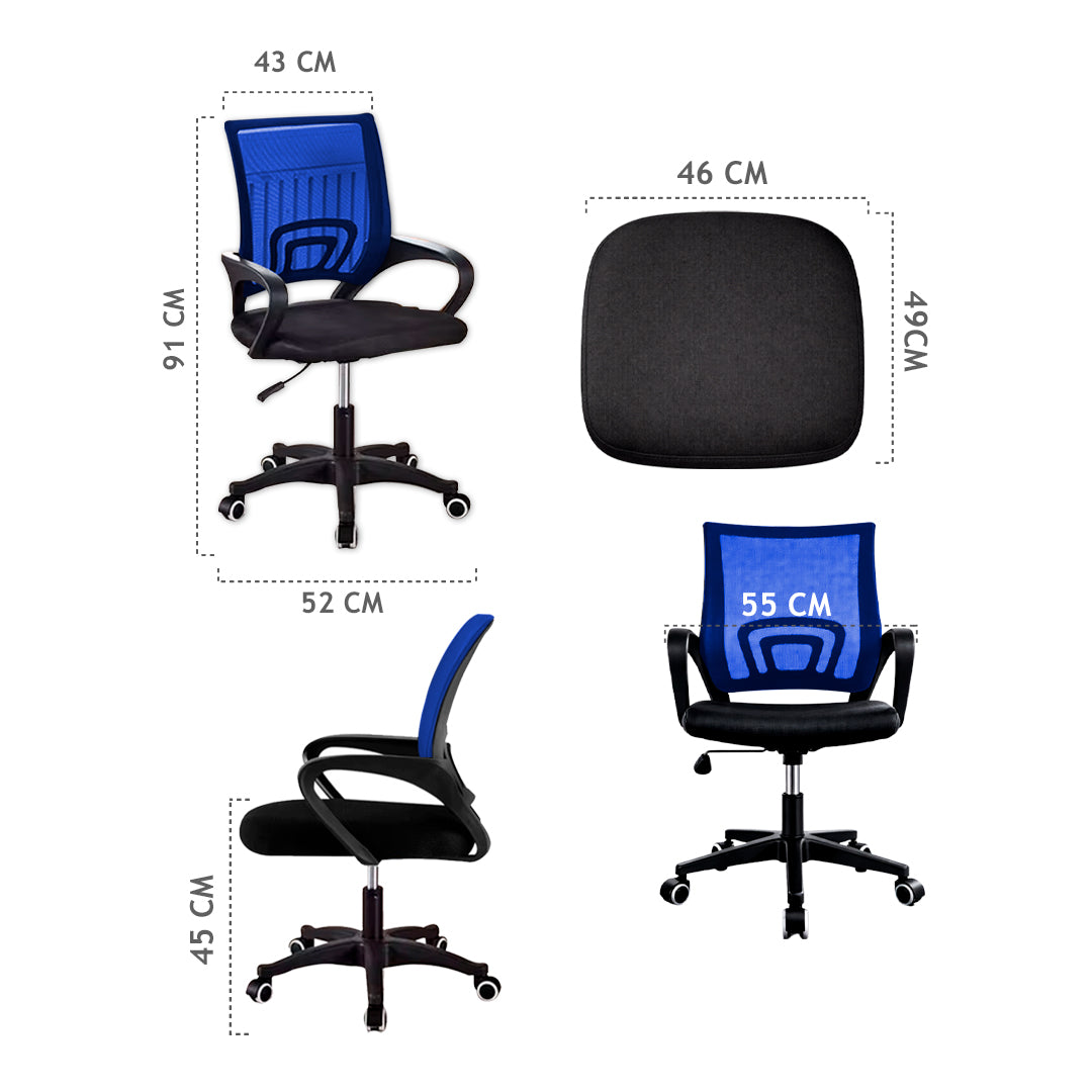 Silla Ergonómica CRN-010-BL Giratoria Azul-Negra
