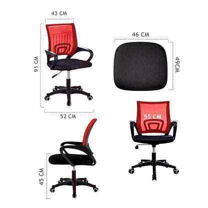 Silla Ergonómica CRN-010-RD Giratoria Rojo-Negra