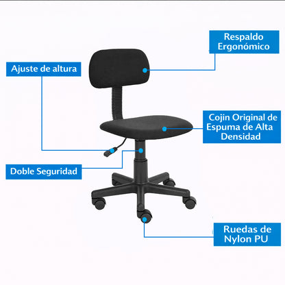Silla Ergonómica CRN-099 Negra Ajustable 360°
