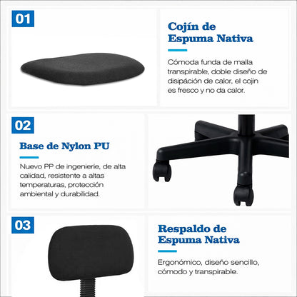 Silla Ergonómica CRN-099 Negra Ajustable 360°