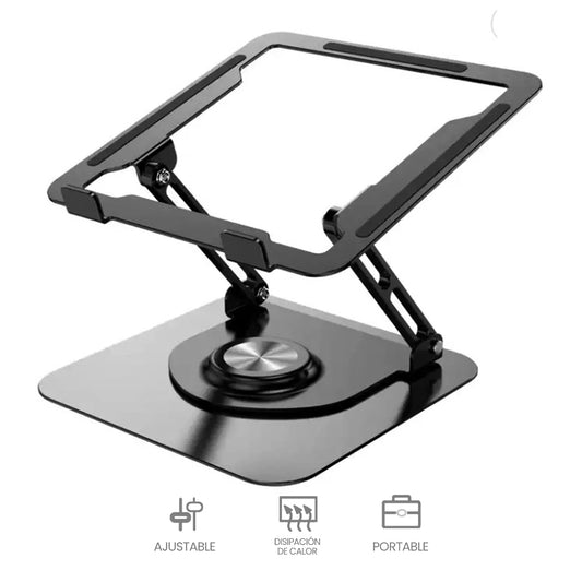 Soporte de aluminio Para Laptop Base Giratoria Plegable HF147 Negro