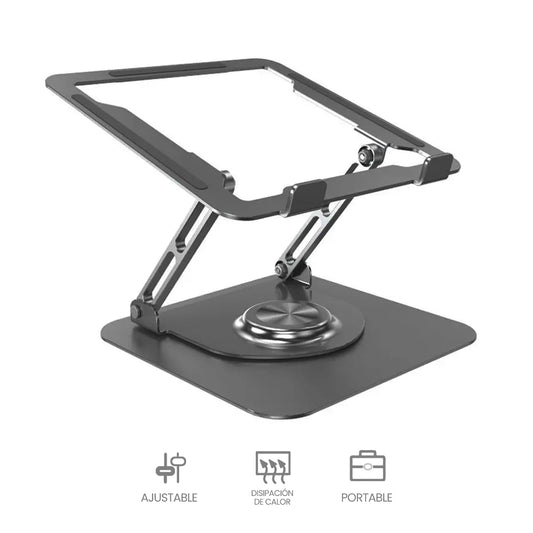 Soporte de aluminio Para Laptop Base Giratoria Plegable HF147 Gris