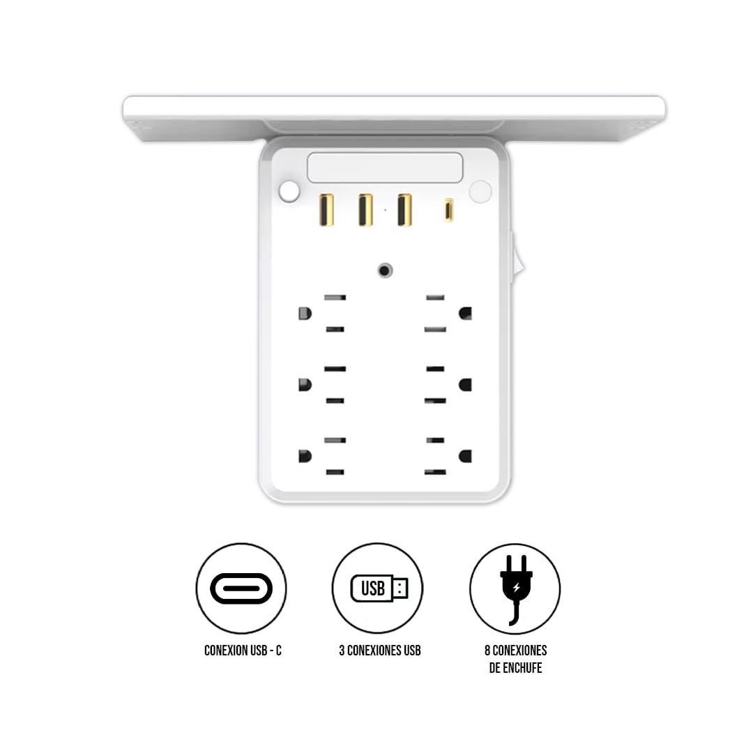 Multipuerto Soporte 15A USB Tipo C HHT106 Blanco