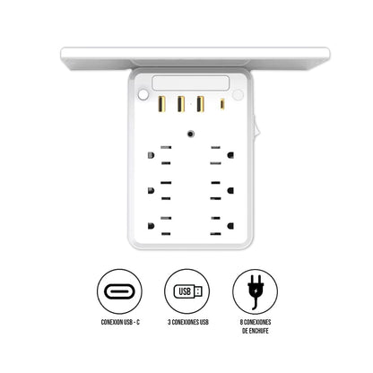 Multipuerto Soporte 15A USB Tipo C HHT106 Blanco