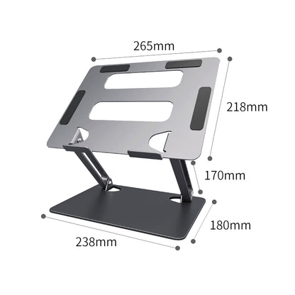 Soporte de Escritorio Para Laptop Plegable Aluminio Ergonomico HL303 Gris Oscuro