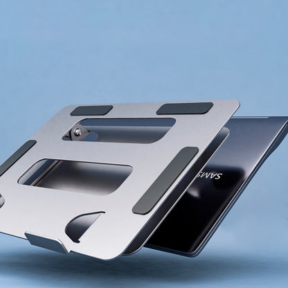 Soporte de Escritorio Para Laptop Plegable Aluminio Ergonomico HL303 Gris Oscuro