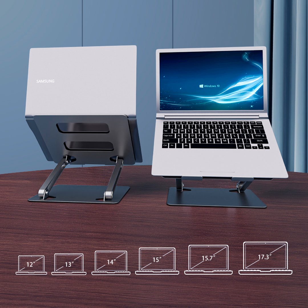 Soporte de Escritorio Para Laptop Plegable Aluminio Ergonomico HL303 Gris Oscuro