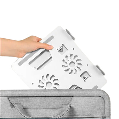 Soporte de Aluminio Para laptop 11-18" Gira 360° Ventiladores Dobles  HL906F Blanco