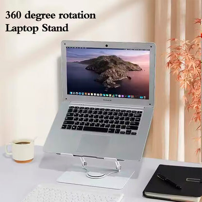 Soporte de Aluminio Para laptop 11-18" Gira 360° Ventiladores Dobles  HL906F Blanco