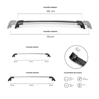 Barras Portaequipaje de aluminio Universal JH-SG651 95cm