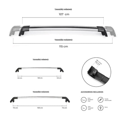 Barras Portaequipaje de aluminio Universal JH-SG651 100cm