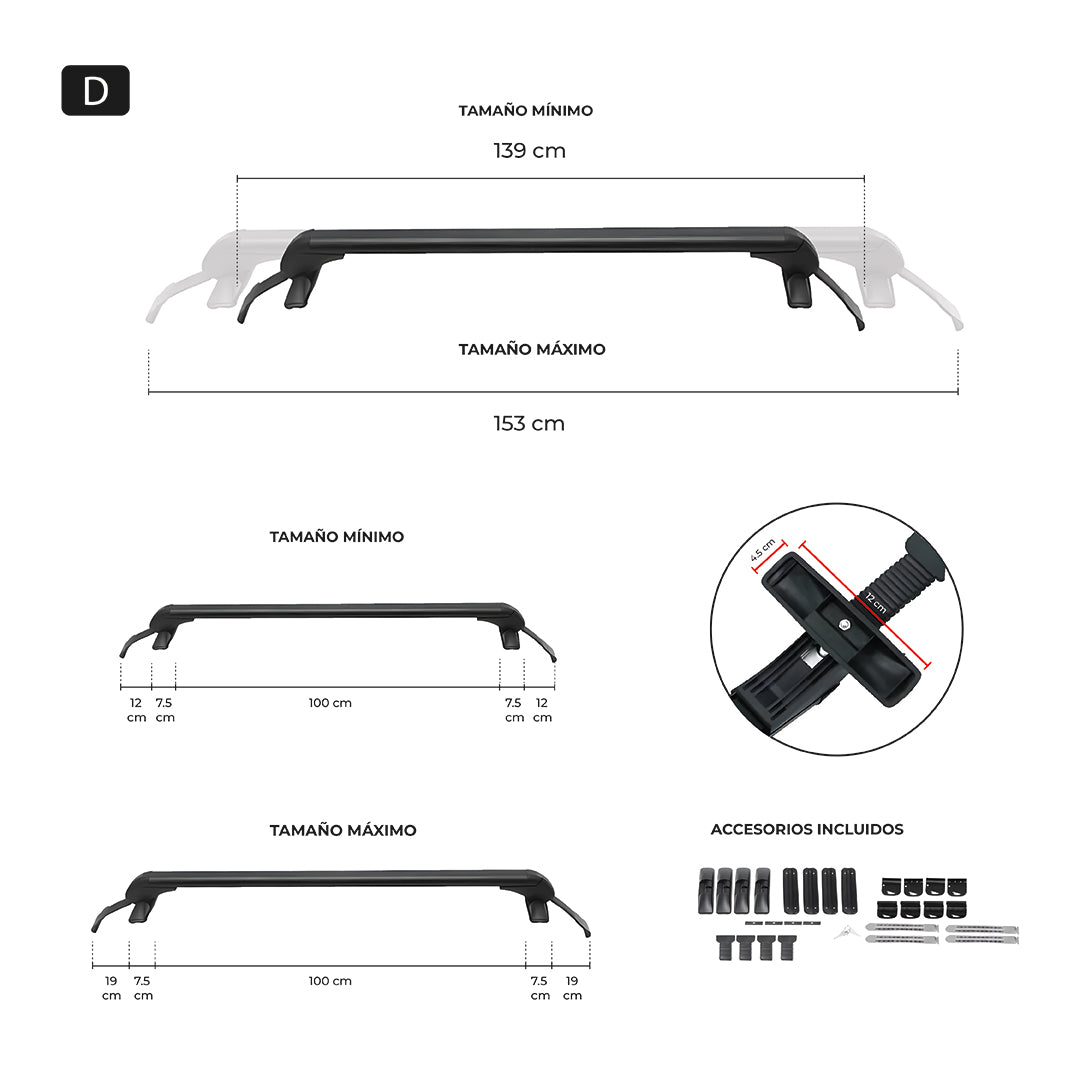 Barra Portaequipaje Universal para auto JH-SG652 100cm