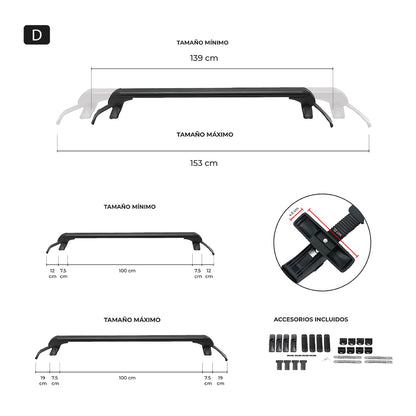 Barra Portaequipaje Universal para auto JH-SG652 100cm