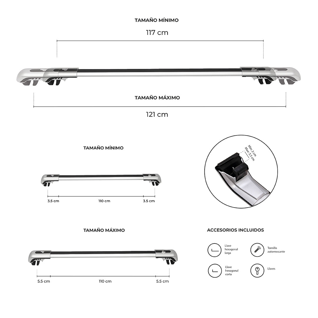 Barras Portaequipajes para auto universal JH-SG654 110cm