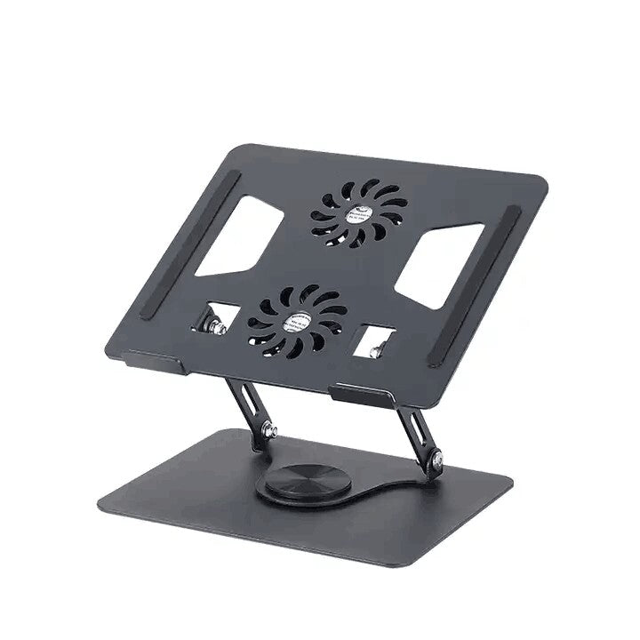 Soporte para Laptop 11-18" Gira 360° Doble Refrigeración Negro