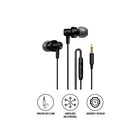 Audífonos NPHE-06 Jack 3.5mm Stereo Negro