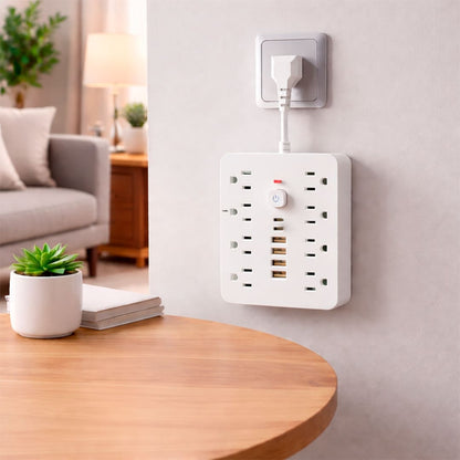 Multipuerto de carga 14en1 8AC 6USB 250V 0.08m PLS-141 Blanco