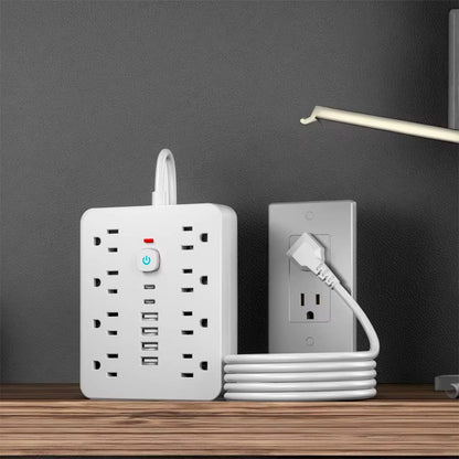 Multipuerto de carga 14en1 8AC 6USB 250V 3m PLS-141 Blanco