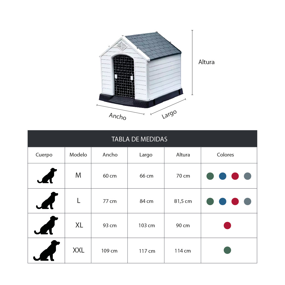 Casa Para Perro Raza Mediana Grande 90x103x93cm Rojo -TallaXL