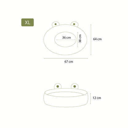 Cama Rana Donut Para Mascotas Terciopelo Suave Talla XL