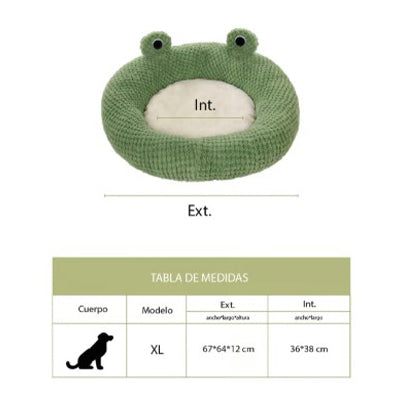 Cama Rana Donut Para Mascotas Terciopelo Suave Talla XL