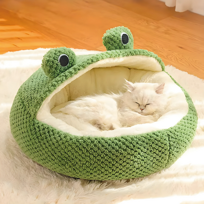 Cama Rana Nido Para Mascotas Terciopelo Suave Verde Talla M