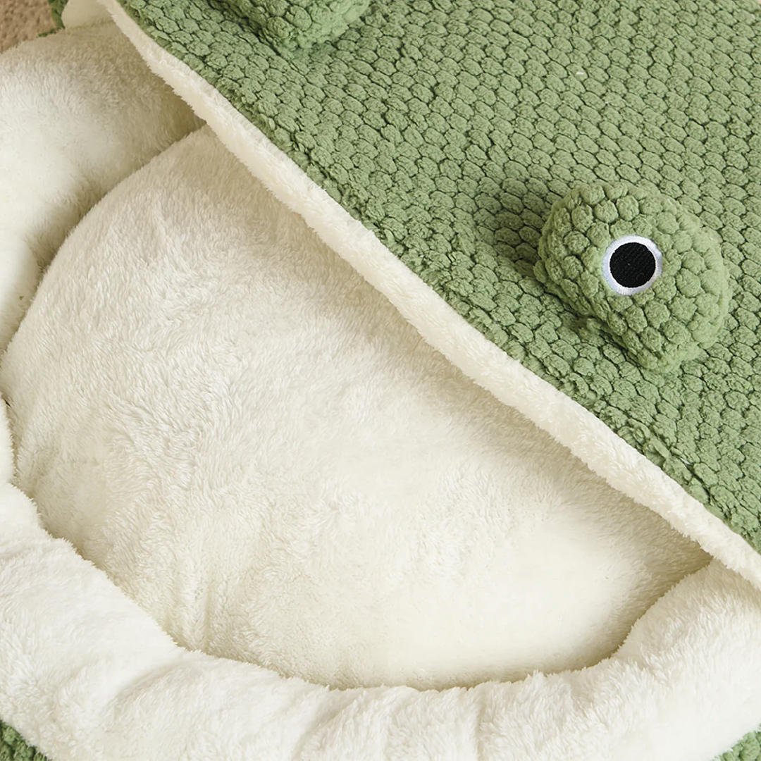 Cama Rana Nido Para Mascotas Terciopelo Suave Verde Talla M