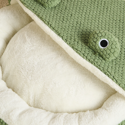 Cama Rana Nido Para Mascotas Terciopelo Suave Verde Talla M