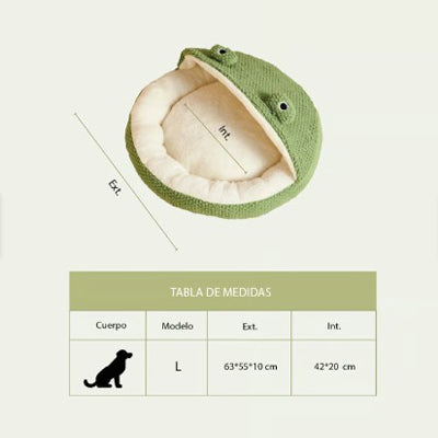 Cama Rana Nido Para Mascotas Terciopelo Suave Verde Talla L
