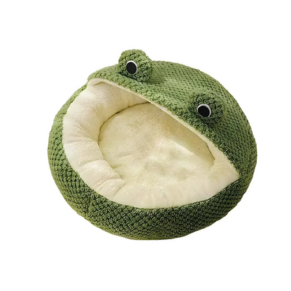 Cama Rana Nido Para Mascotas Terciopelo Suave Verde Talla M