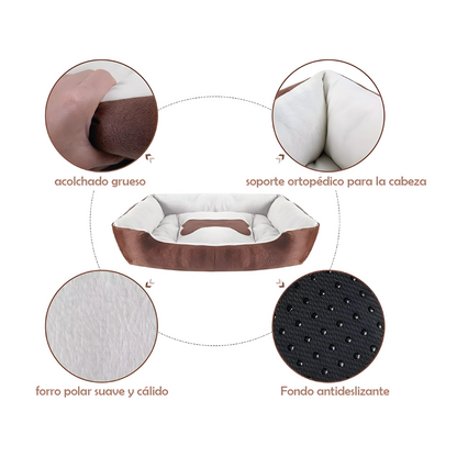 Cama Para Perros Antideslizante y Lavable Marrón - Talla XS