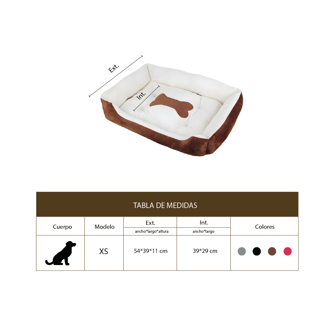 Cama Para Perros Antideslizante y Lavable Marrón - Talla XS