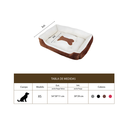 Cama Para Perros Antideslizante y Lavable Marrón - Talla XS