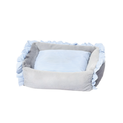 Cama Para Perros Suave Piel De Conejo Gris Celeste - Talla S